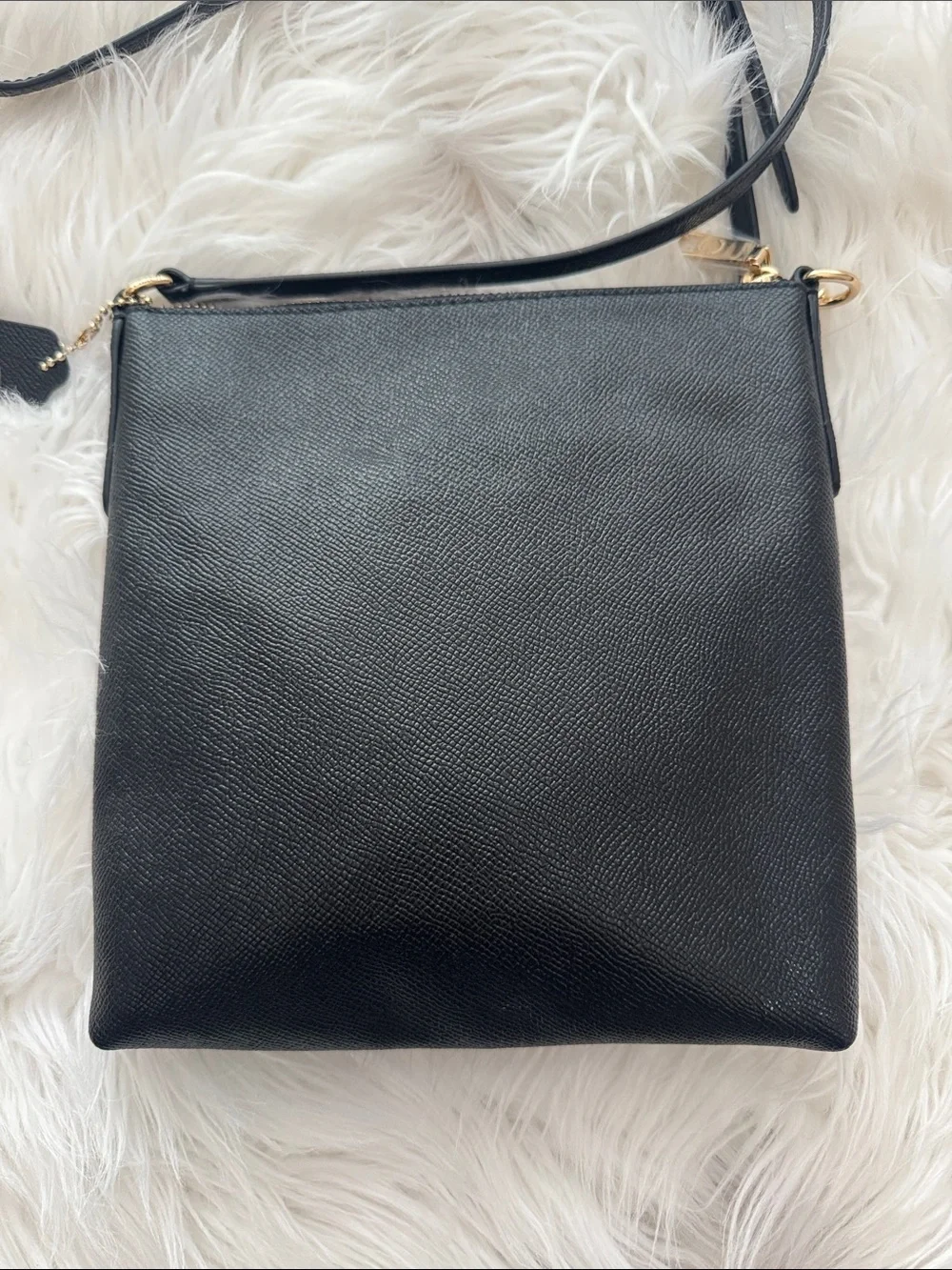 Coach Black Pebbled Leather Crossbody with Gold Logo
